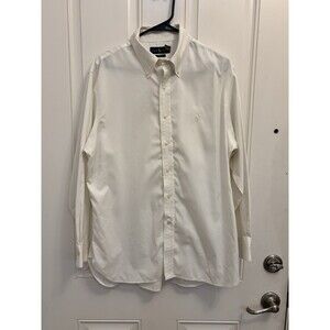 Ralph Lauren Dress Shirt Men Large 16.5 32/33 Solid White white pony Non Iron